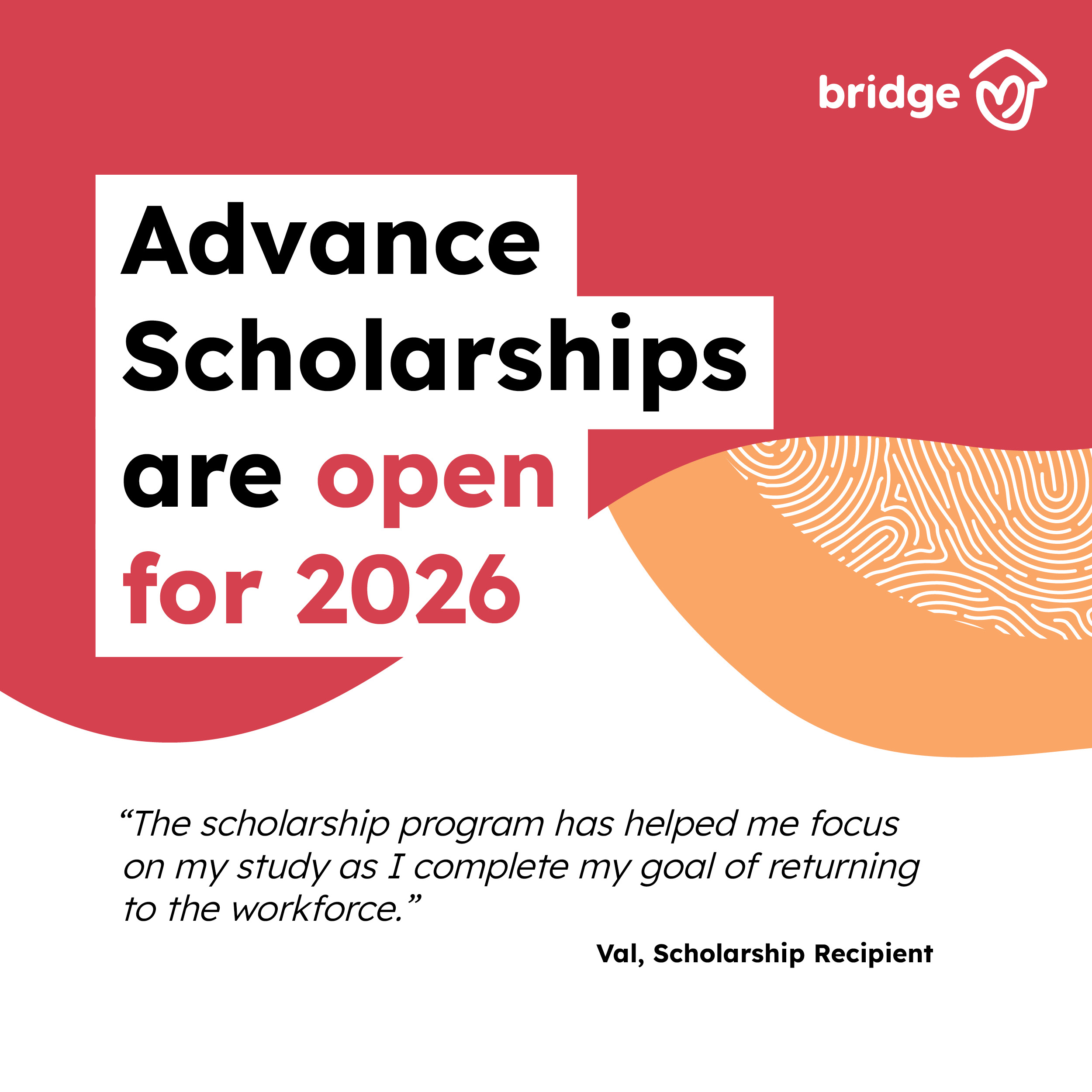 Advance Scholarship grants are open for 2026 to Bridge Housing residents