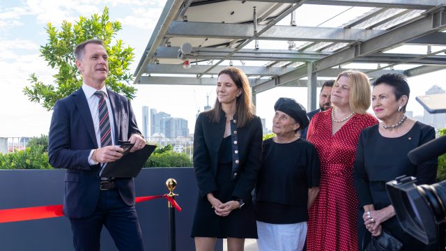 Premier Minns, Rose Jackson and Lord Mayor at social housing opening