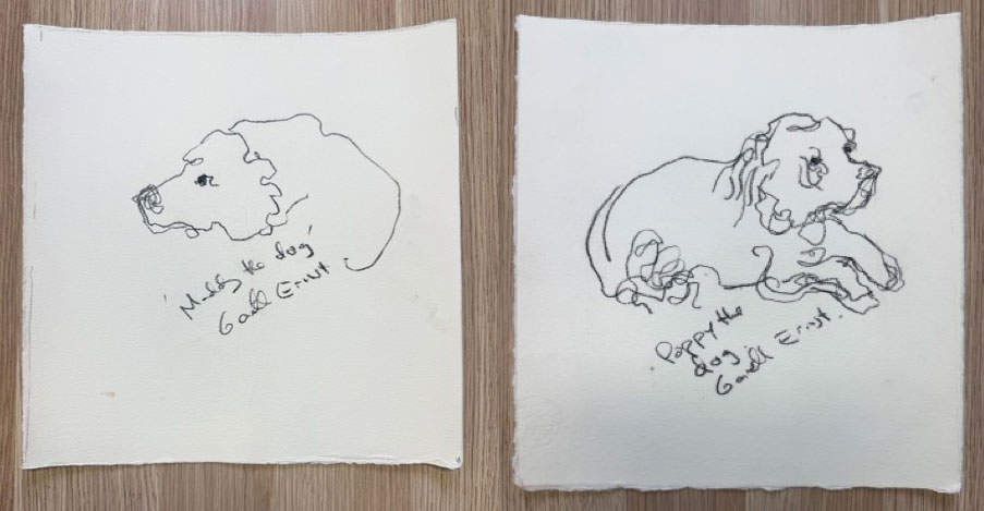 4 x small figurative drawings