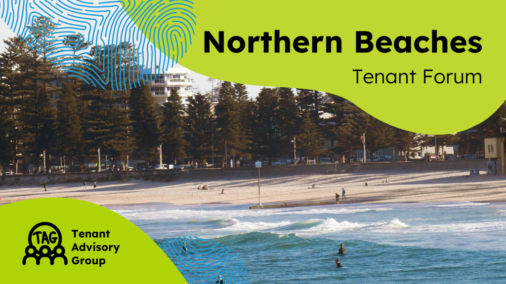 Northern Beaches Tenant forum with an image from manly beach